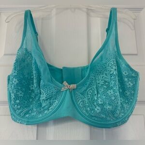 Victoria’s Secret Body by Victoria Unlined Demi Lace Bra in Turquoise SZ 38DDD